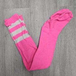 Bright Pink Striped Knee-High Tights - Unbranded